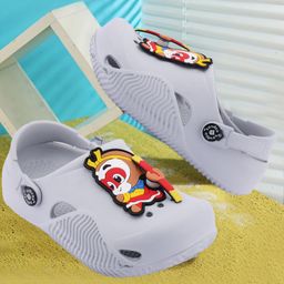 PASSION PETALS Monkey Applique Detailed Perforated Sling Back Clogs - Grey-picture-30