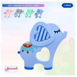 Puchku Baby Elephant Shaped Silicon BPA Free Teether (Pack of 1 , Random Color)-picture-36