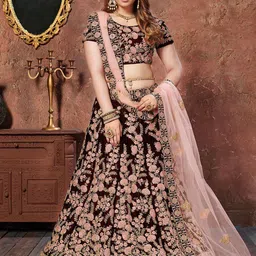 DIVASTRI Embroidered Thread Work Semi-Stitched Lehenga & Unstitched Blouse With Dupatta-picture-37