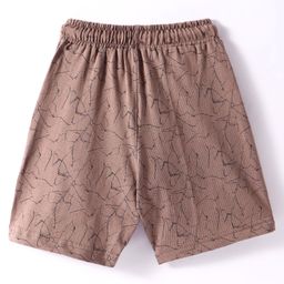Evimo Single Jersey Knit Above Knee Length Shorts With Abstract Print - Brown image 2