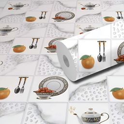 WallDaddy White & Orange 3D Printed Self Adhesive Wallpaper-22