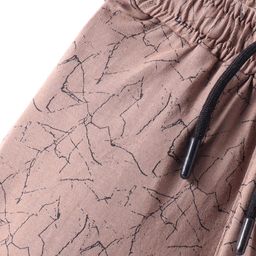 Evimo Single Jersey Knit Above Knee Length Shorts With Abstract Print - Brown image 3