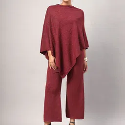 Mafadeny Embellished Round Neck Poncho With Trousers Co-Ords-picture-12