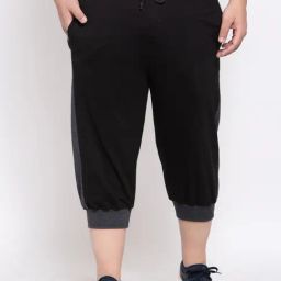 Melon by PlusS Black Cotton Regular Fit Striped Plus Size Three-Fourths-8