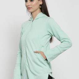 Belle Fille Women Sea Green Solid Open Front Jacket-31