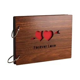 SEHAZ ARTWORKS Brown & Red Forever Love Printed Paper & Wooden Photo Album-image-56