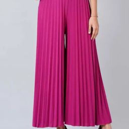 First Resort By Ramola Bachchan Magenta Wide Leg Pink Pleated Palazzo-image-66