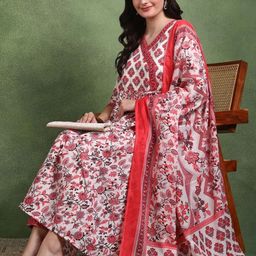 Moda Rapido Women Floral Printed Empire Kurta with Trousers & With Dupatta-picture-32