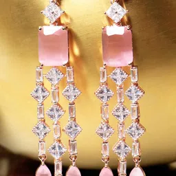 Manuvi Jewels Pink Alloy Earrings-image-32