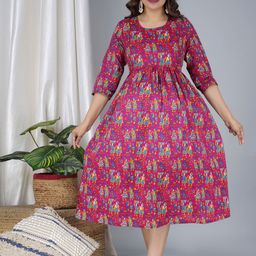 TANISHA Floral Printed Maternity Fit & Flare Dress-image-97