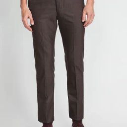 Arrow Brown Slim Fit Self Pattern Trousers-image-34