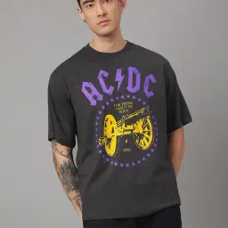 Free Authority Grey Cotton Regular Fit ACDC Printed T-Shirt-image-22