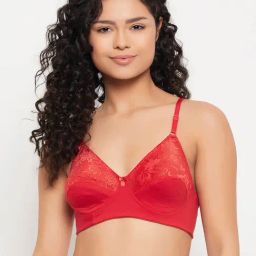 Clovia Red Cotton Non-Wired Full Coverage Bra-image-78