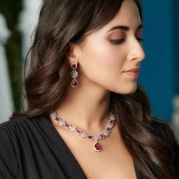Curio Cottage Diamante Rubilite Pink Drop Cubic Zirconia Necklace Set-image-23