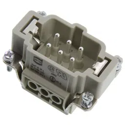 Harting Heavy Duty Connector Inserts / Modules RECTANGULAR HAN INSERT, PLUG, 6WAY SCREW, 09330062601-88