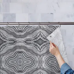 ArtzFolio Grey & Black Printed Shower Curtains-image-56