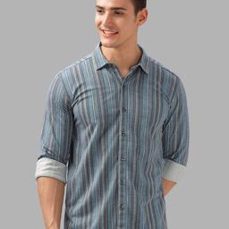 BULLMER Men Spread Collar Multi Striped Cotton Casual Shirt-image-7