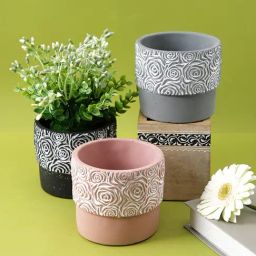 Tayhaa Multicolor Ceramic Planter - Set of 3-image-84