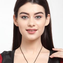 ANIKAS CREATION Black & White Gold-Plated AD-Studded & Beaded Mangalsutra image 4