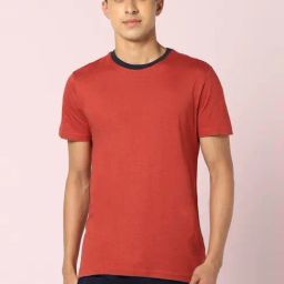 Ajile by Pantaloons Rust Red Cotton Slim Fit Lounge T-Shirt-image-55