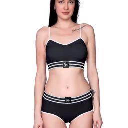 Spiaty Black Elastane Solid Lingerie Set-image-19