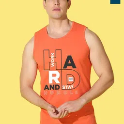 WOOSTRO 2-Pc Printed Odour-Free Cotton Innerwear Vests VWS26(RUN PEACOCK)(HARD ORANGE)-image-97