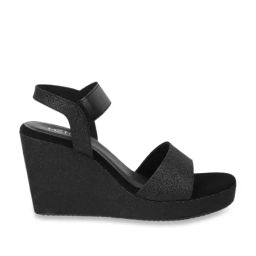 Metro Women's Black Ankle Strap Wedges-image-37