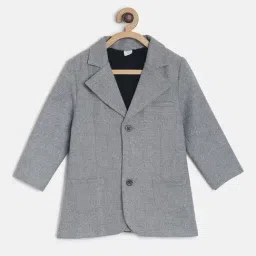 MINIKLUB Kids Grey Textured Full Sleeves Coat-image-14