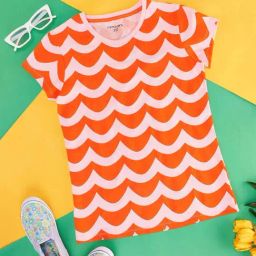 Pantaloons Junior Orange & White Cotton Printed T-Shirt-image-13