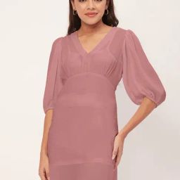 Moomaya Light Pink Regular Fit A Line Dress-picture-10