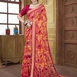 Dori Floral Printed Zari Pure Georgette Saree-picture-1