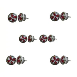 Indianshelf 6-Pcs White & Green Floral Printed Ceramic Knobs-image-50