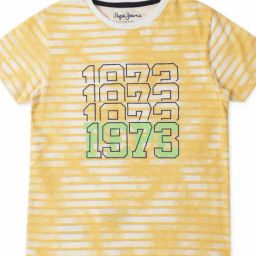Pepe Jeans Kids Yellow & White Printed T-Shirt-image-129