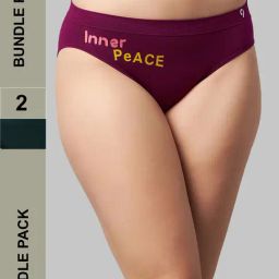 C9 Airwear Wine & Dark Green Printed Hipster Panty - Pack of 2-image-25