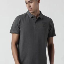 Wildcraft Dark Grey Cotton Regular Fit Printed Polo T-Shirt-image-21