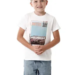 Kate & Oscar Kids White Cotton Printed T-Shirt-image-52