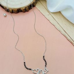 ABDESIGNS Silver-Plated American Diamond Studded & Beaded Mangalsutra-image-29