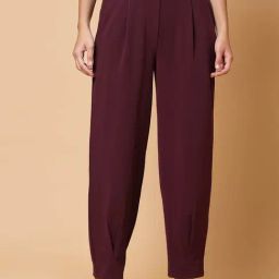 Melon by PlusS Wine Regular Fit Mid Rise Trousers-picture-27