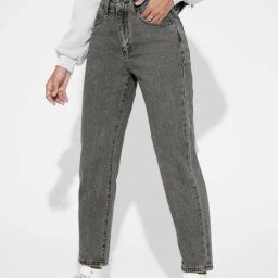 Kotty Grey Straight Fit High Rise Jeans-image-47