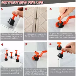FLAMINGO ENTERPRISE 100 Pcs Tile Leveling System with Spacers Lever Tool 4 cm (1.22 inch) Non-Magnetic Multicolor, FM-363 image 5