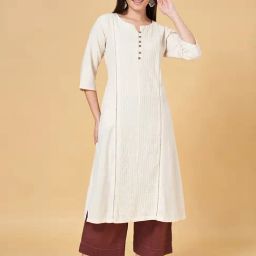 Rangmanch by Pantaloons Off-White Cotton A Line Kurta-image-13