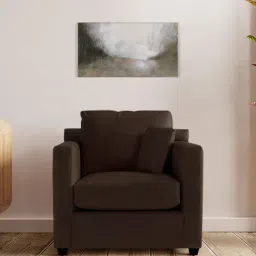 Trevi Olive Brown Leather & Neem Wood 1 Seater Sofa-22