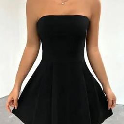 Lavaya Women Solid Strapless Fit & Flare Mini Dress-image-69