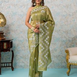MIMOSA Geometric Embroidered Banarasi Saree-image-44