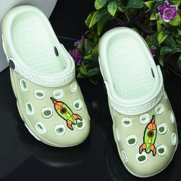 LIBERTY Perforated Space Rocket Printed Clogs - Green-image-27