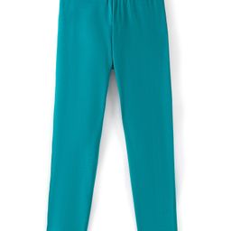 Pine Kids Cotton Spandex Full Length Solid Color Stretchable Leggings - Teal Blue-image-23