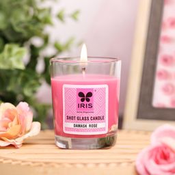 Iris Homefragrances Shot Glass candle- Fragrance Damask Rose- 40g(Set of 3)-33