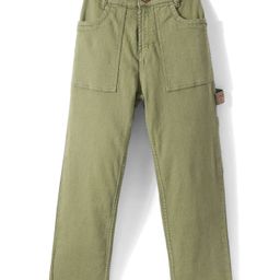 Little Kangaroos 100% Cotton Woven Full Length Denim Jeans with Pockets Solid Colour - Olive Green-image-20