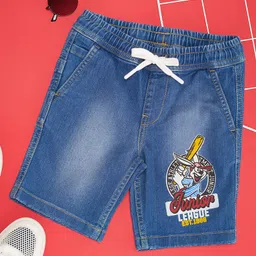 Pantaloons Junior Cotton Graphic Printed Shorts - Blue-picture-19