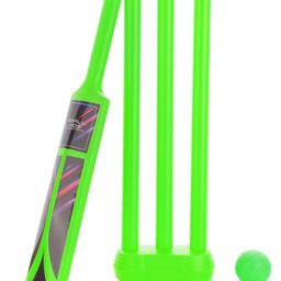 Aditi Toys Small Cricket Kit For Boys & Girls, Cricket Set With 1 Cricket Bat, 1 Plastic Ball, Bails, 3 Stumps With Stand Base, For Indoor & Outdoor Activity, Cricket Kit Set For Kids Above 5 (Green)-4